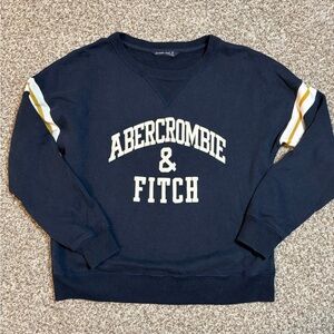 Abercrombie & Fitch Navy Blue Crewneck with sleeve stripes
